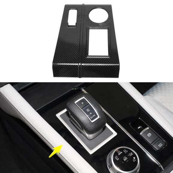 Unique Bargains ABS Gear Shift Knob Button Cover for Mitsubishi Outlander 2022 2023 2024 Console Gear Panel Decal Trim Sticker Interior Accessories Carbon Fiber Black