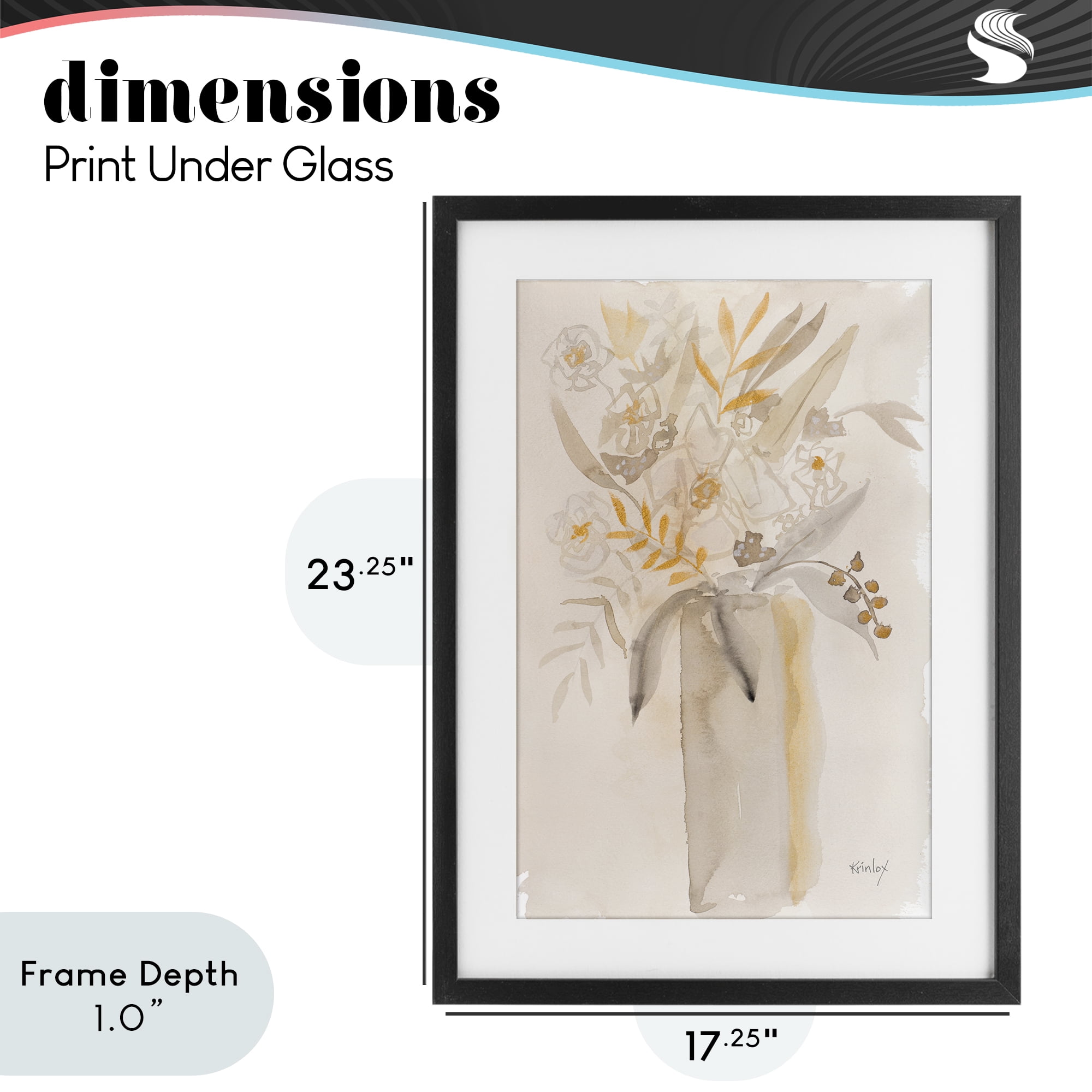 Stupell Industries Earthy Soft Flower Vase Black Framed Print Under Glass, design by Krinlox