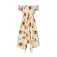 thumbnail image 4 of Jusqu'à 65 % de Réduction! Robes d'Été Mode pour Femmes 2024 Grande Taille Décontractée Col en Ligne Asymétrique Épaules Dénudées Manches Courtes Robe Imprimée, 4 of 6