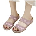 thumbnail image 3 of Bmisegm Ladies Summer Solid Colour Flowers Hollow Breathable Slope with Thick Bottom Large Size Sandals Slippers Summer Pink 8.5, 3 of 8