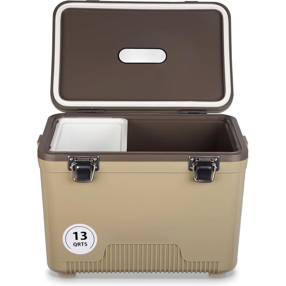 13qt Leak-Proof, Air Tight, Drybox Cooler and Small Hard Shell Lunchbox for Men and Women-Tan