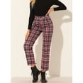 thumbnail image 2 of Pantalones De Tobillo A Cuadros Allegra K Casual Con Botones Rojo XL, 2 of 6