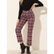 thumbnail image 2 of Pantalones de Tobillo Allegra K A Cuadros Mujer Trabajo Casual Rojo XS, 2 of 6