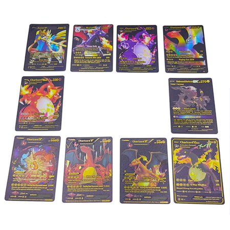Charizard VMAX Metal Card Gold And Silver Foil Flash Cards Spanish Game  Cards (black，55pcs) Collection Cards - The Gift for Collectors 