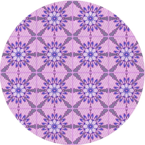 Ahgly Company Machine Washable Indoor Square Transitional Pastel Purple Pink Area Rugs, 3' Square