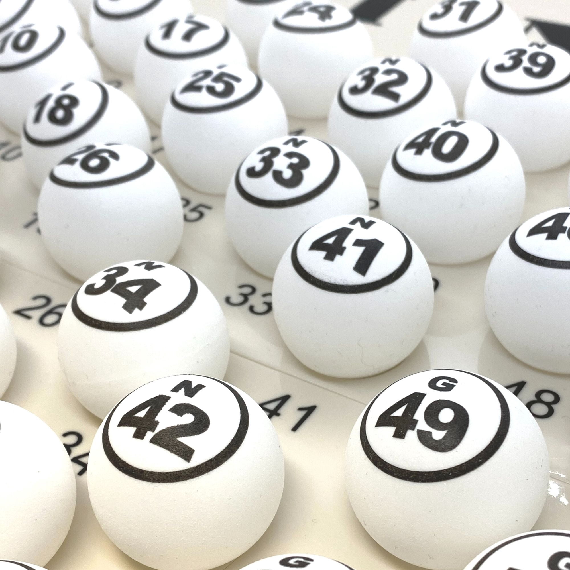 Mr. Chips Professional 1.57” (40 mm) White Single Number Bingo Balls - Ping Pong Style Balls for Manual Bingo Cage Only