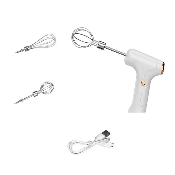 Bearachild Batidor de huevos eléctrico ABS, interfaz USB alimentado por portátil, 3 engranajes, agitador para hornear en la cocina del Electrodomésticos Blanco