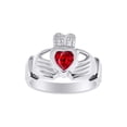 thumbnail image 1 of RYLOS Rings Sterling Silver Claddah Love, Loyalty & Friendship Heart 6MM Gem Irish Wedding Band Claddagh Rings July Ruby Jewelry Size 12, 1 of 6