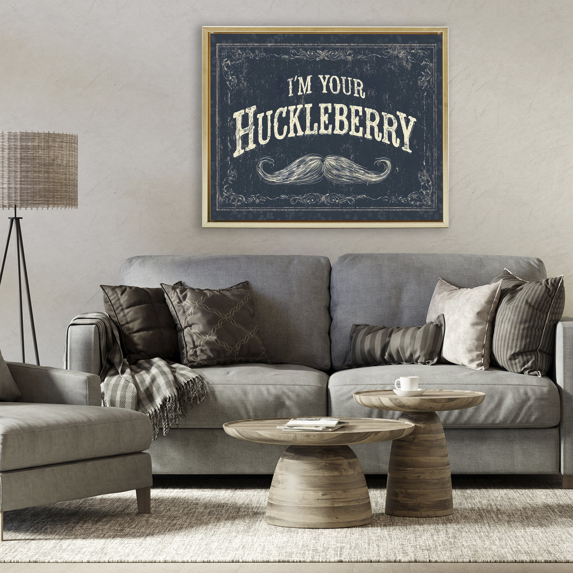 Stupell Industries I'm Your Huckleberry Gold Framed Floater Canvas Wall Art, design by Arlington Prints