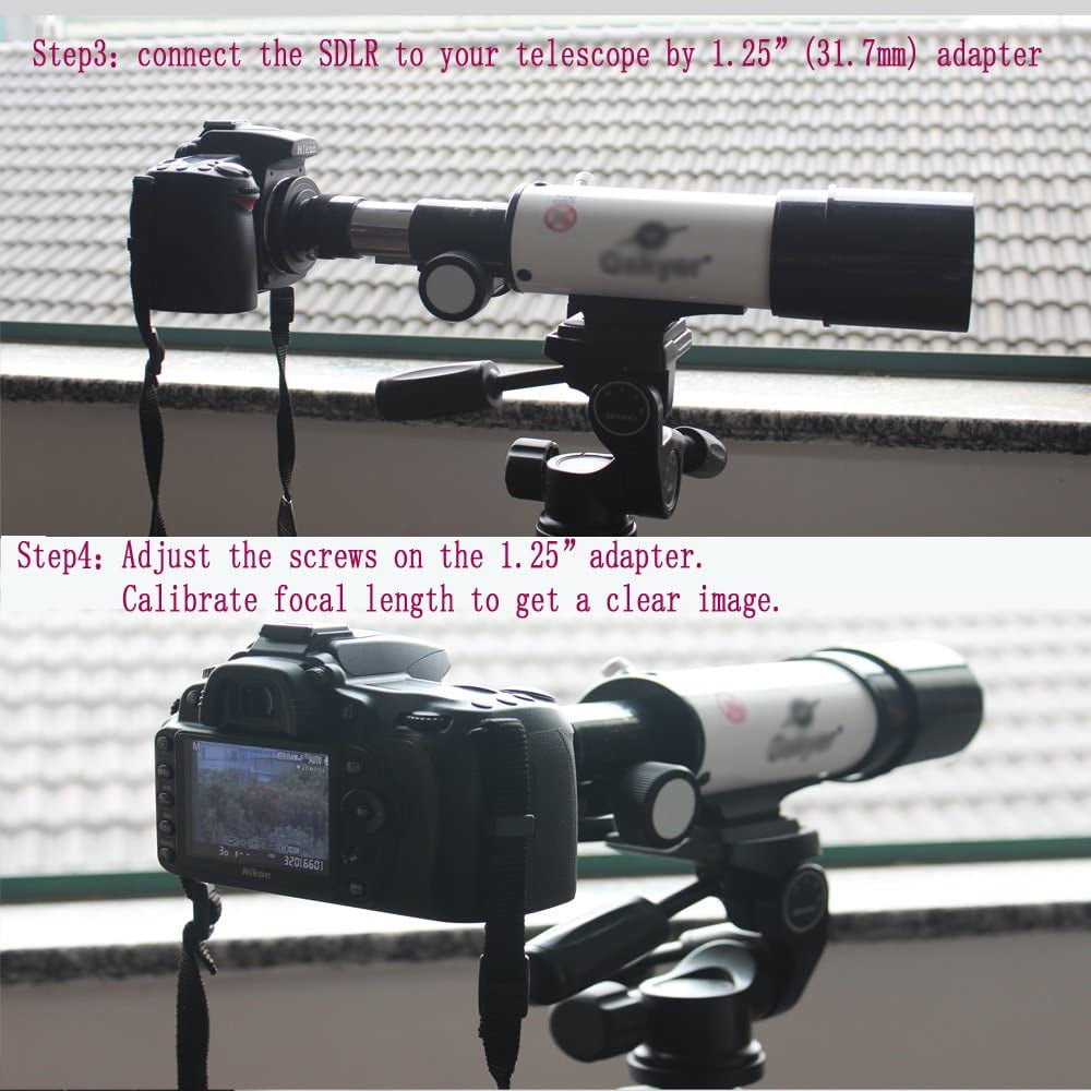 D700 All Nikon SLR Cameras D60 T-Ring and M42 to 1.25 Telescope Adapter,Fits Nikon D90 D800 D70 D40x D80 D40 D50 