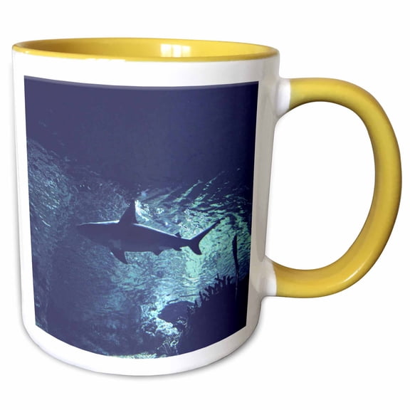 3drose, Shark in the Ocean, 11oz Two-tone Yellow Mug