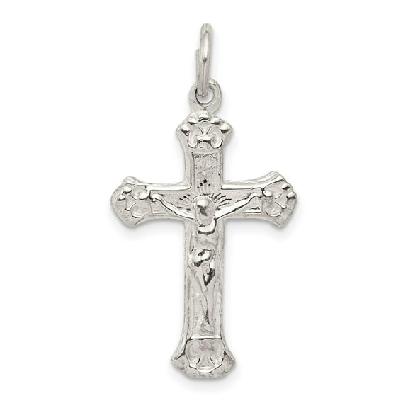 Sterling Silver Crucifix Cross Pendant Necklace with Flared Tips and Detailed Jesus Figure for Men and Women Antique Finish Religious Spiritual Jewelry