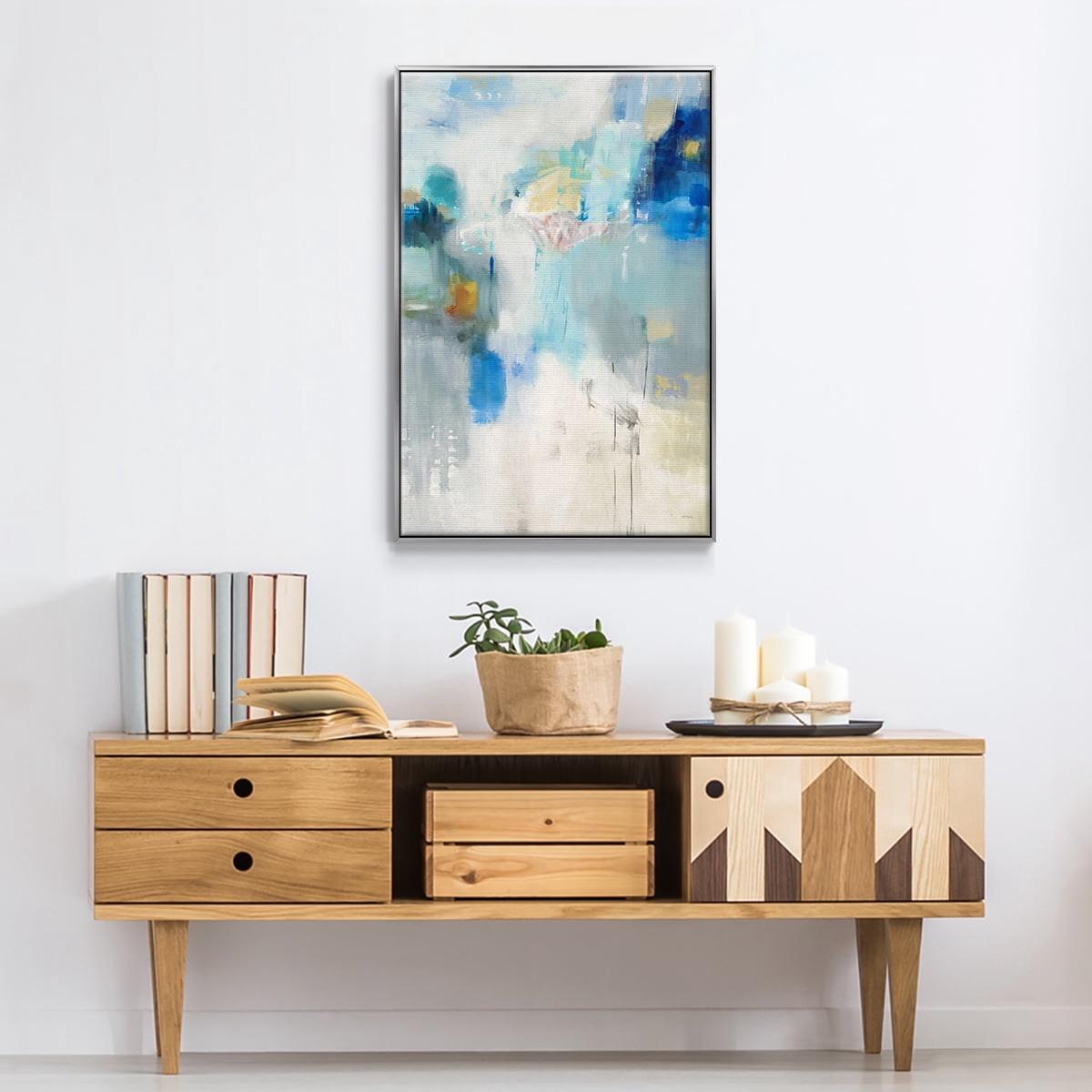 Celeste Motion I Framed Premium Gallery Wrapped Canvas - Ready to Hang - 17 x 25 - Silver Floating Frame