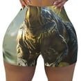 thumbnail image 2 of Balery Ferocious Dinosaur Pantalones cortos de entrenamiento estampados para mujer, sin costuras, ajustados, para gimnasio, yoga, correr, deportes, ejercicio activo, fitness.-XX-Large, 2 of 8