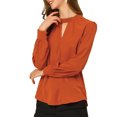 thumbnail image 2 of INSPIRE CHIC Women's Keyhole Stand Collar Pleated Back Button Blouse Tops, 2 of 6