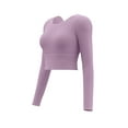 thumbnail image 1 of aidice Hauts de Yoga pour Femmes, Athlétiques, Col Rond, Manches Longues, Coupe Ajustée, Dos Nu, Courts, Hauts d'Entraînement, 1 of 5