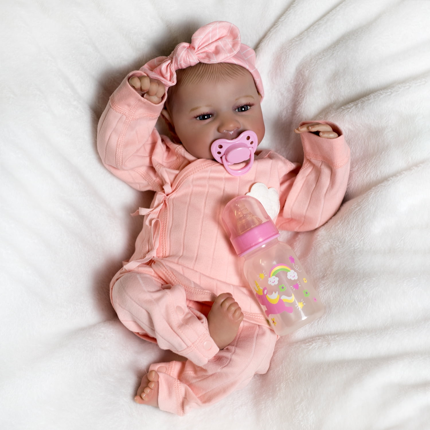 18 inch  Soft Cloth Body Reborn Baby Doll Handmade Real Life Newborn Girl Doll with Accessories Gift Box