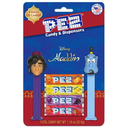 PEZ Candy Aladdin 2 Dispensers Plus 4 Rolls Assorted Fruit Candy, 1 Count, 1.16 oz