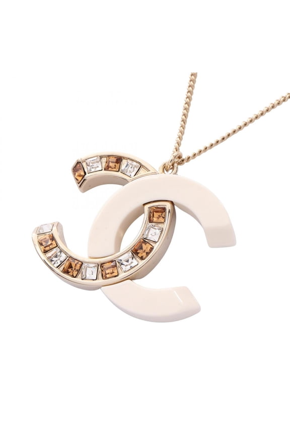 Pre-Owned Chanel Coco Mark Necklace Jewelry GP (Gold Plated) Plastic Faux Pearl Women's Gold...