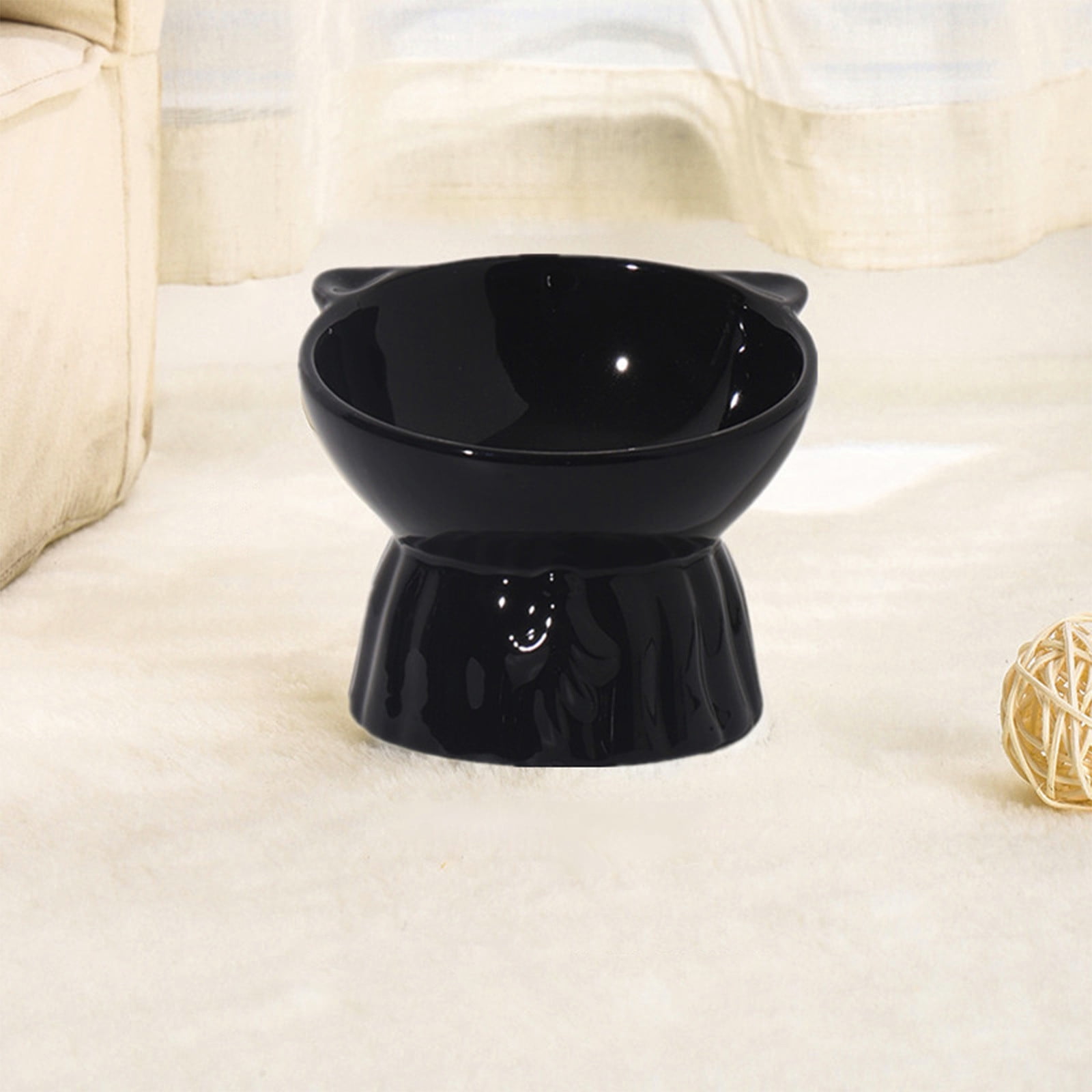 Elevated Cat Food Bowl Ceramic Raised Pet Feeding Dish 13 cm x 12 cm x 11.5 cm White 500 g