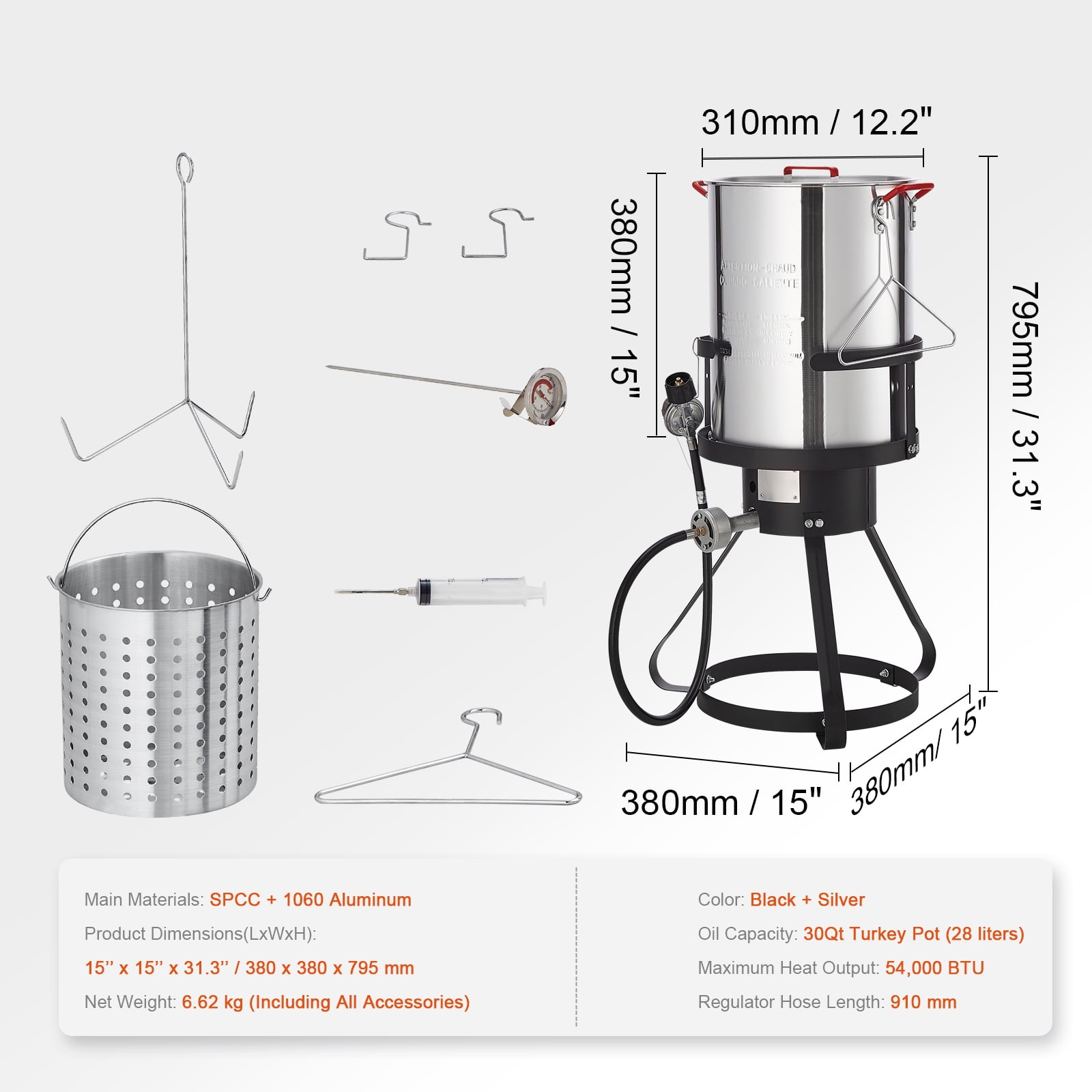 KFFKFF 30-Quart Turkey Fryer Propane Boiler Steamer Stock Pot Aluminum Outdoor