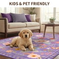 thumbnail image 3 of KoshiMe 8'x10' Floral Area Rug, Machine Washable Non-Slip Soft Low Pile Stain-Resistant Boho Flower Indoor Rug for Living Room Bedroom Dining Room, Purple Pink, 3 of 9