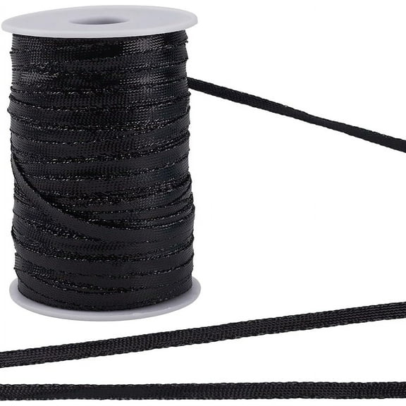 109 Yards Gota Patti Trim Rolls 1/4" Black Metallic Lace Trim Ribbon Decorative Embroidery Edge Trimming with Plastic Spool for Clothes Sewing Saree Dupatta Dresses Embellishment