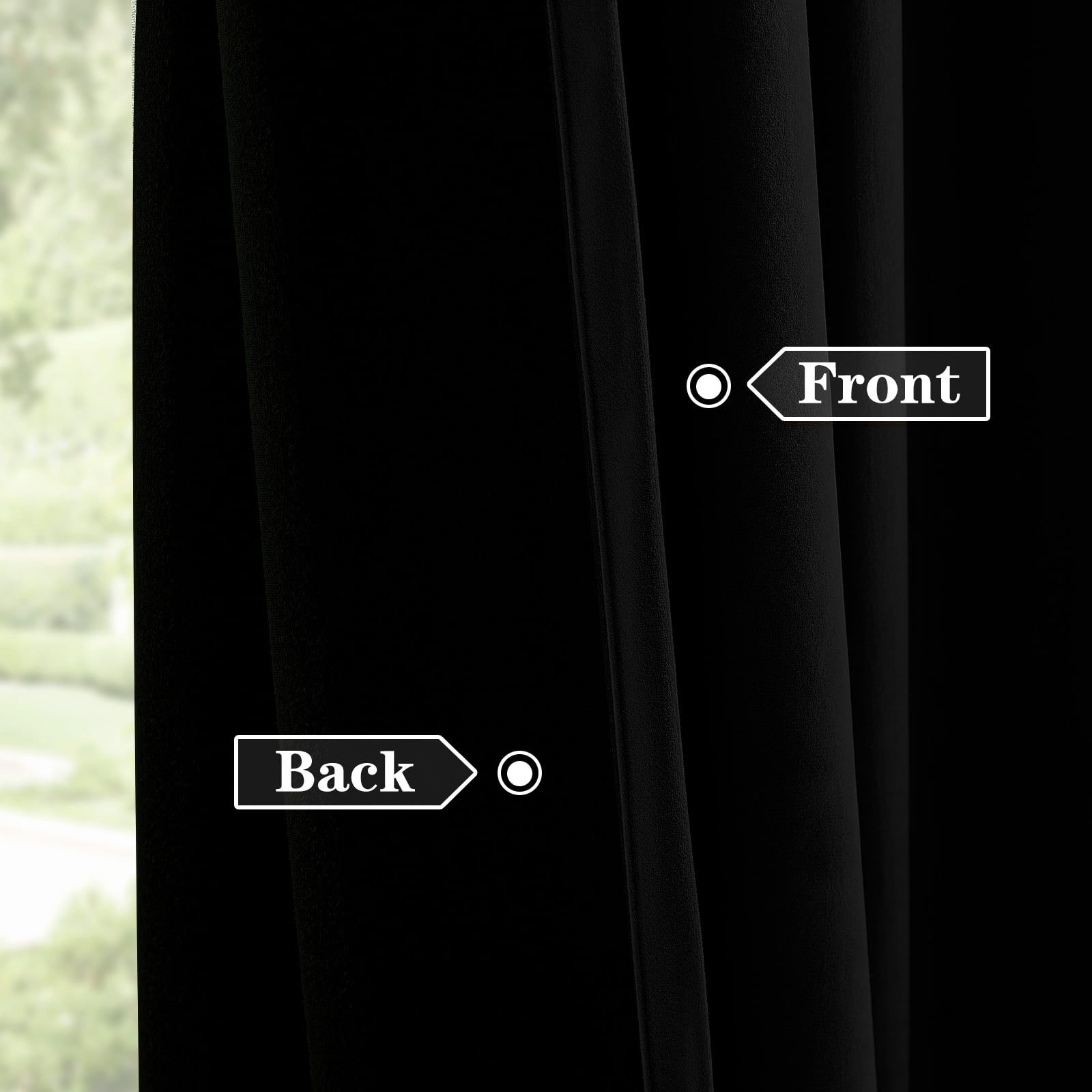 Galenzoov 40*84 inch 2 Panels Pinch Pleated Velvet Curtains for Home, Blackout Heat Blocking Window Curtains with Hooks for Bedroom,Living room,Office,Black