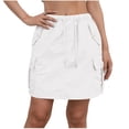 thumbnail image 2 of Axiiglly Summer Skirts for Women High Waisted Cargo Mini Skirts with Pockets Trendy Casual Outdoor Travel Skirts White 2XL, 2 of 8