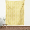 thumbnail image 4 of Ambesonne Floral Fabric by the Yard Upholstery, Ikat Damask Floral Graphic, 1 Yard, Mustard Ivory, 4 of 5