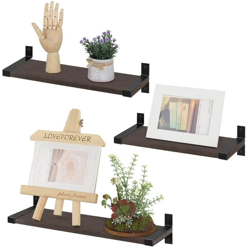 Haitral 3.1" x 4.7" x 15.7 Wood Floating Shelves, Set of 3, Brown