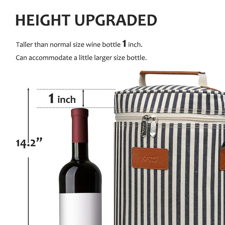Tirrinia Insulated Wine Carrier Tote - Travel Padded 2 Bottle Wine/Champagne  Cooler Bag with Handle and Adjustable Shoulder Strap + Free Corkscrew,  Great Wine Lover Gift, Black 
