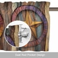 thumbnail image 6 of Retro Star Valance Curtain Abstract Metal Stars Gradient Circle Wood Grain Window Valances Rod Pocket Short Curtains Window Treatments for Kitchen Bedroom Bathroom Laundry 60" x 18", 6 of 9