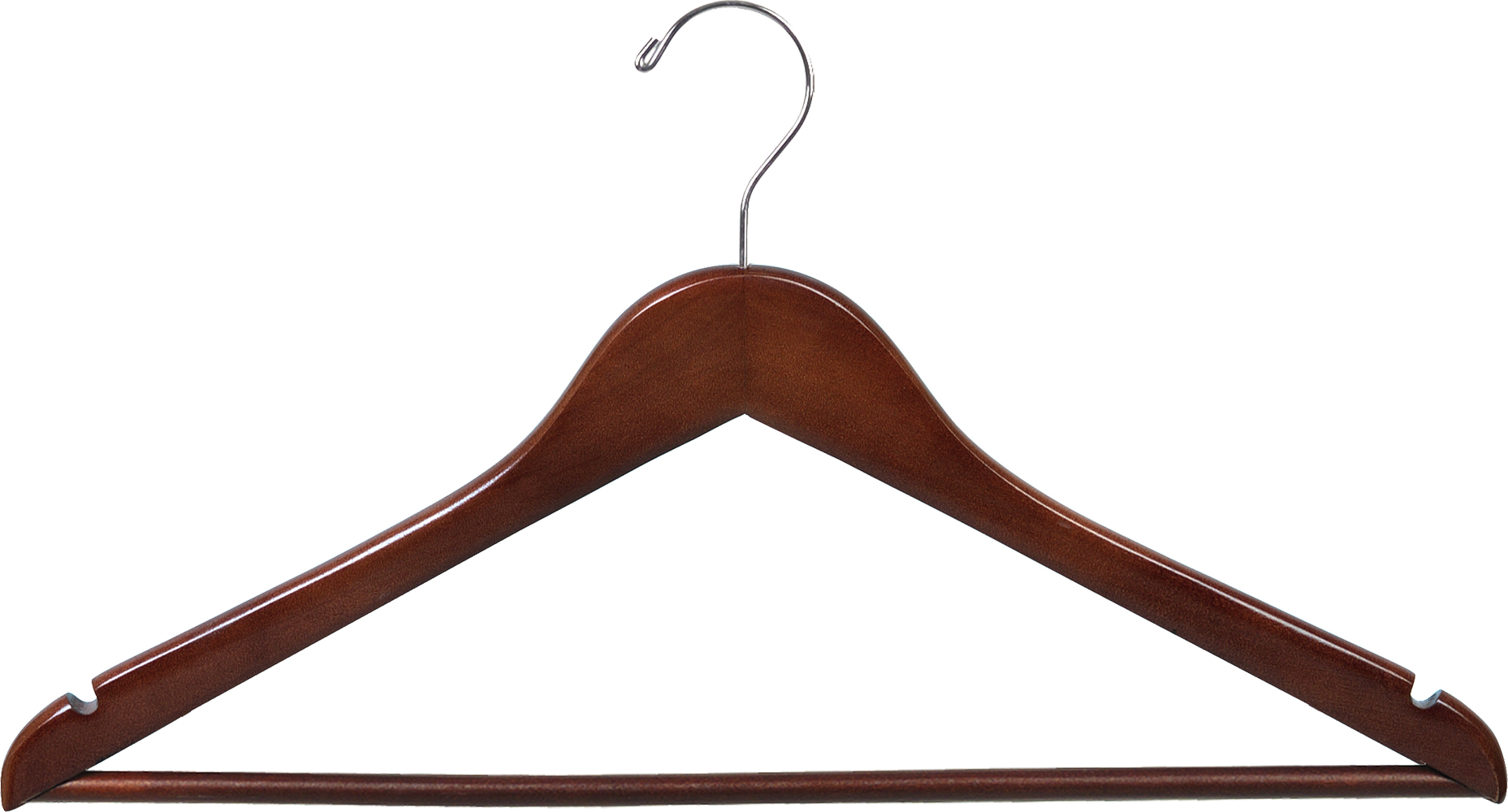 International Hanger Walnut Wood Suit Hanger with Solid Wood Bar, 100 Pack