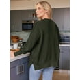 thumbnail image 5 of Women'S Oversized Batwing Sweaters 2025 Fall Outfits Trendy Crewneck Knit Side Slit Fashion Pullover Tops  Green S, 5 of 7