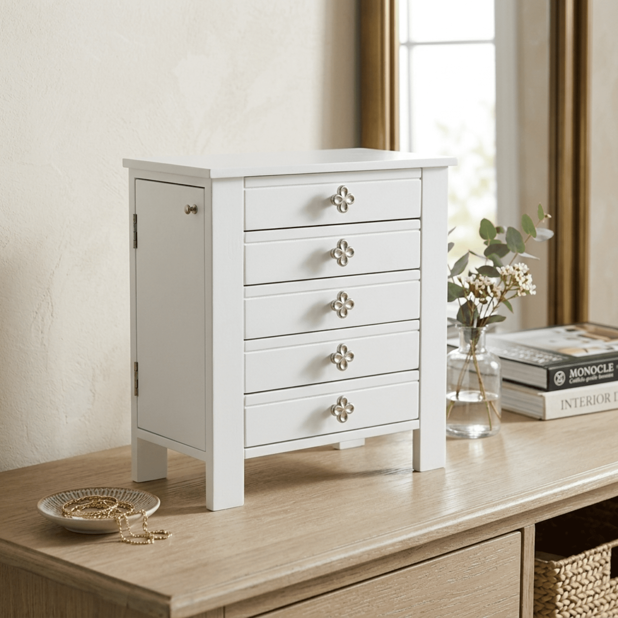 Free Shipping! Hives and Honey Emma Jewelry Chest, Modern White
