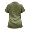 thumbnail image 5 of Mashaouyo Clothing T Shirts For Women Summer New Ladies Loose Blouses Cotton And Lapel Rolled Short Sleeve Button Shirt Tee Shirt, 5 of 5