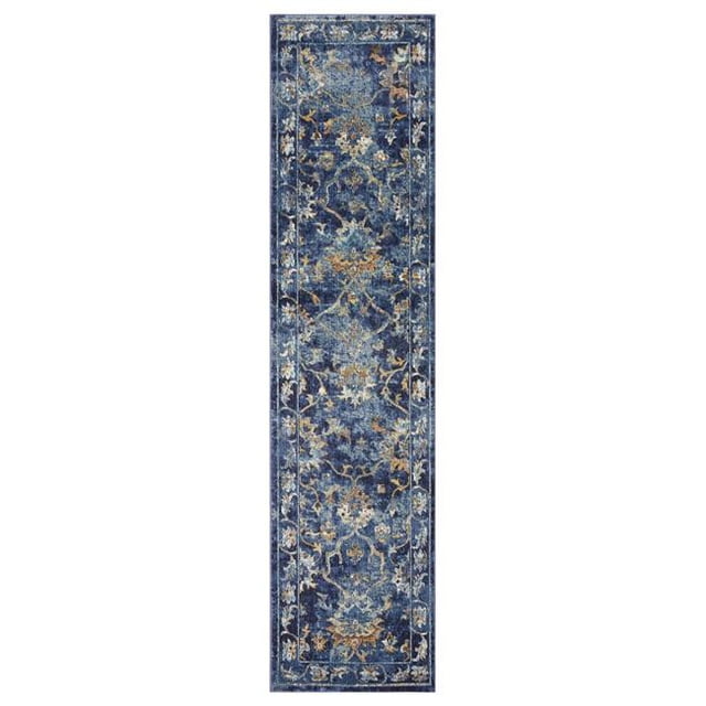 LR Home GALAC81275INM2389 Gala Jacobean Gentility Runner Indoor Area Rug&44; Indigo Multi - 2 3 x 8 Pi 9 in.