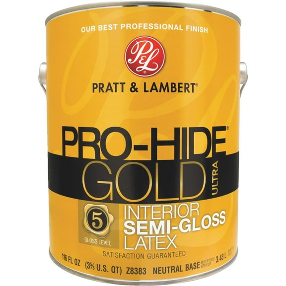 Pratt & Lambert Pro-Hide Gold Ultra Z8380 Z8383-16 Interior Paint, Semi-Gloss, Neutral Base, 1 gal