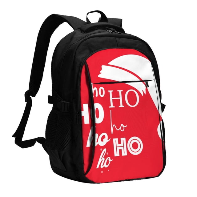 Easygdp Saying Ho Ho Ho Mochila para Laptop de Viaje con Puerto USB, Mochila para Laptop con Puerto de Carga USB para Mujeres y Hombres