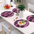 thumbnail image 6 of Ryvnso Pink Checkered Grid Art Pattern Round Plate Mats Dining Table Placemat Set of 4 for Holiday Decoration, 6 of 7