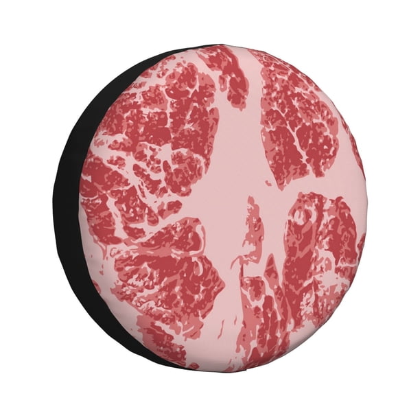 Fotbe Red Meat Funda de Llanta de Repuesto con Estampado, Engrosada, Ajuste Universal para Jeep, Remolque, RV, SUV, Camión-17 inch