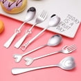 thumbnail image 3 of OUSITAID en Acier Inoxydable en Forme de Coeur Fourchette Longue Poignée Cuillère à Sucre Thé Café Dessert Couverts Cuillère à Café Cadeau de Saint Valentin, 3 of 6