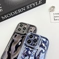 thumbnail image 6 of Cute Luxury Glossy Meteorite Texture Water Ripple Shape Camera Lens Protection Case, Electroplate Soft Shockproof Back Cover for iPhone 14 Pro Max (Blue), 6 of 9