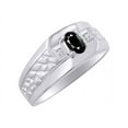 thumbnail image 4 of RYLOS Men's Rings Sterling Silver Classic Nugget 6X4MM Oval Gemstone & Diamond Ring Onyx October Birthstone Ring Size 11, 4 of 7