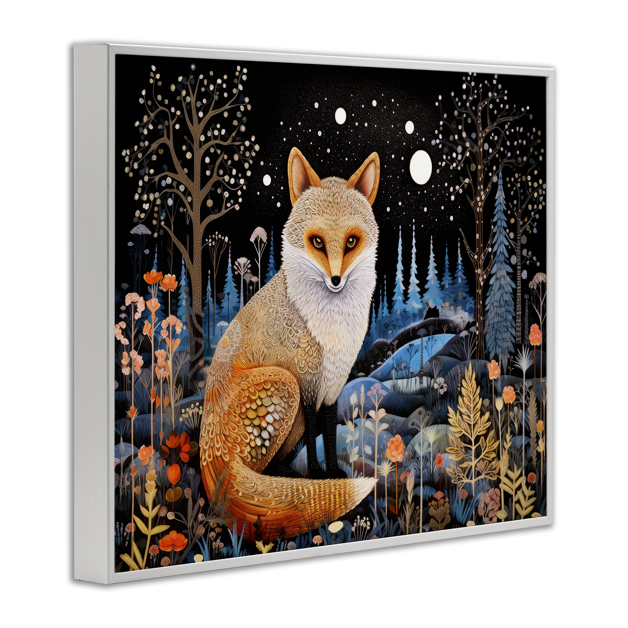 Stupell Industries Forest Fox in Nature Animals & Insects Painting White Framed Art Print Wall Art, 14 x 11