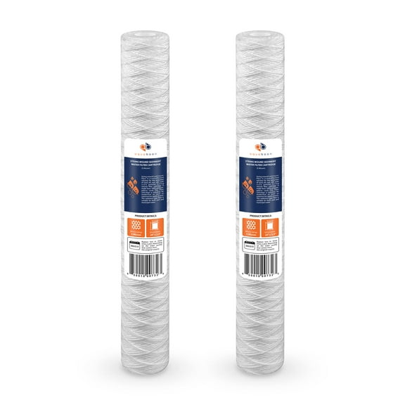 Aquaboon 5 Micron 20 x 2.5 Whole House String Wound Water Filter Replacement Cartridge for Well Water Filtration Compatible with WP5BB20P, 2-Pack