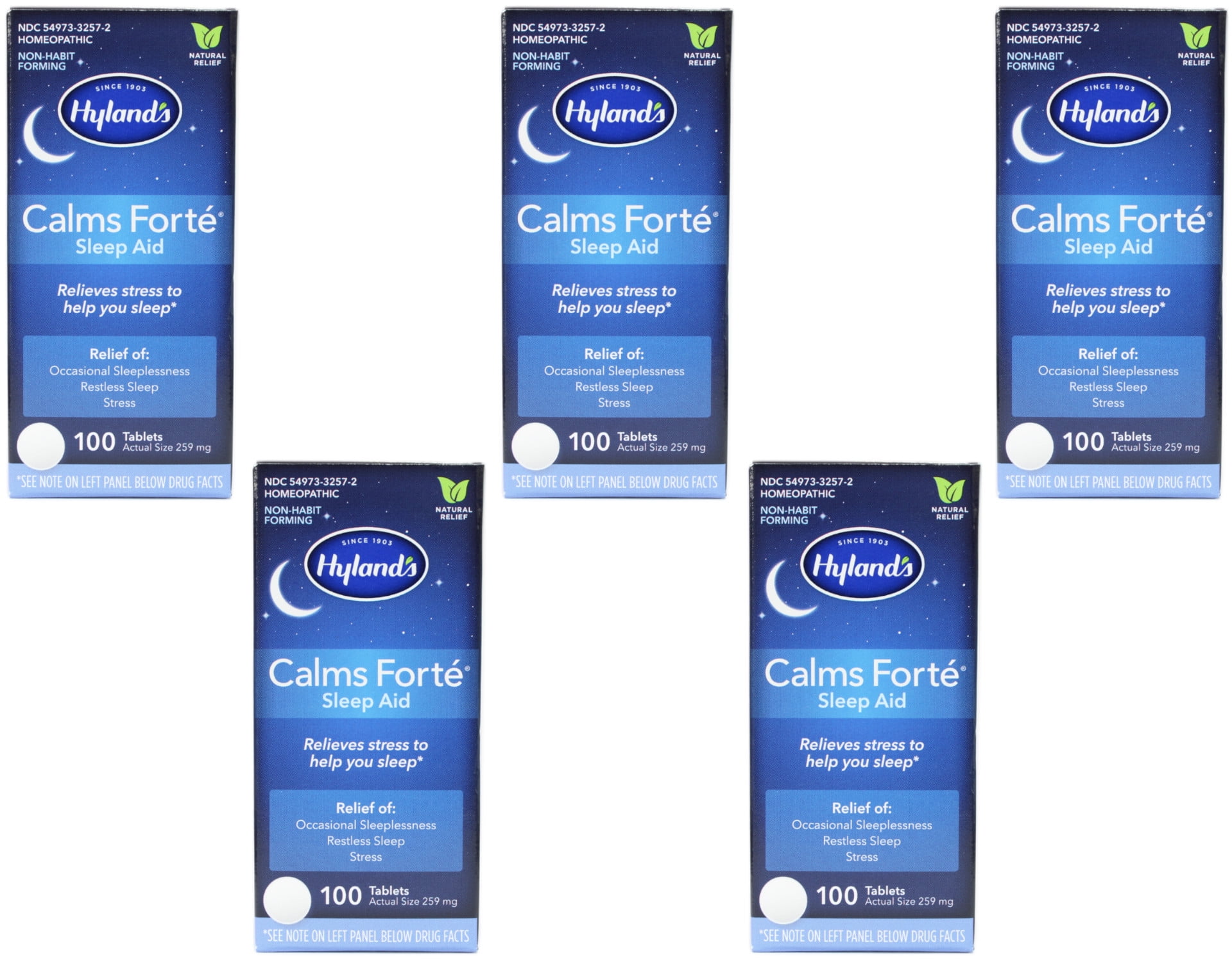 Hyland's Calms Forte Homeopathic Sleep Aid (5 Bottles = 500 Tablets