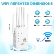 WiFi Range Extender Up to 12000 Sq.Ft Coverage, Dual Band 1200Mbps with 6 High-Gain Antennas, 3-in-1 Mode with Ethernet Port, Easy Setup