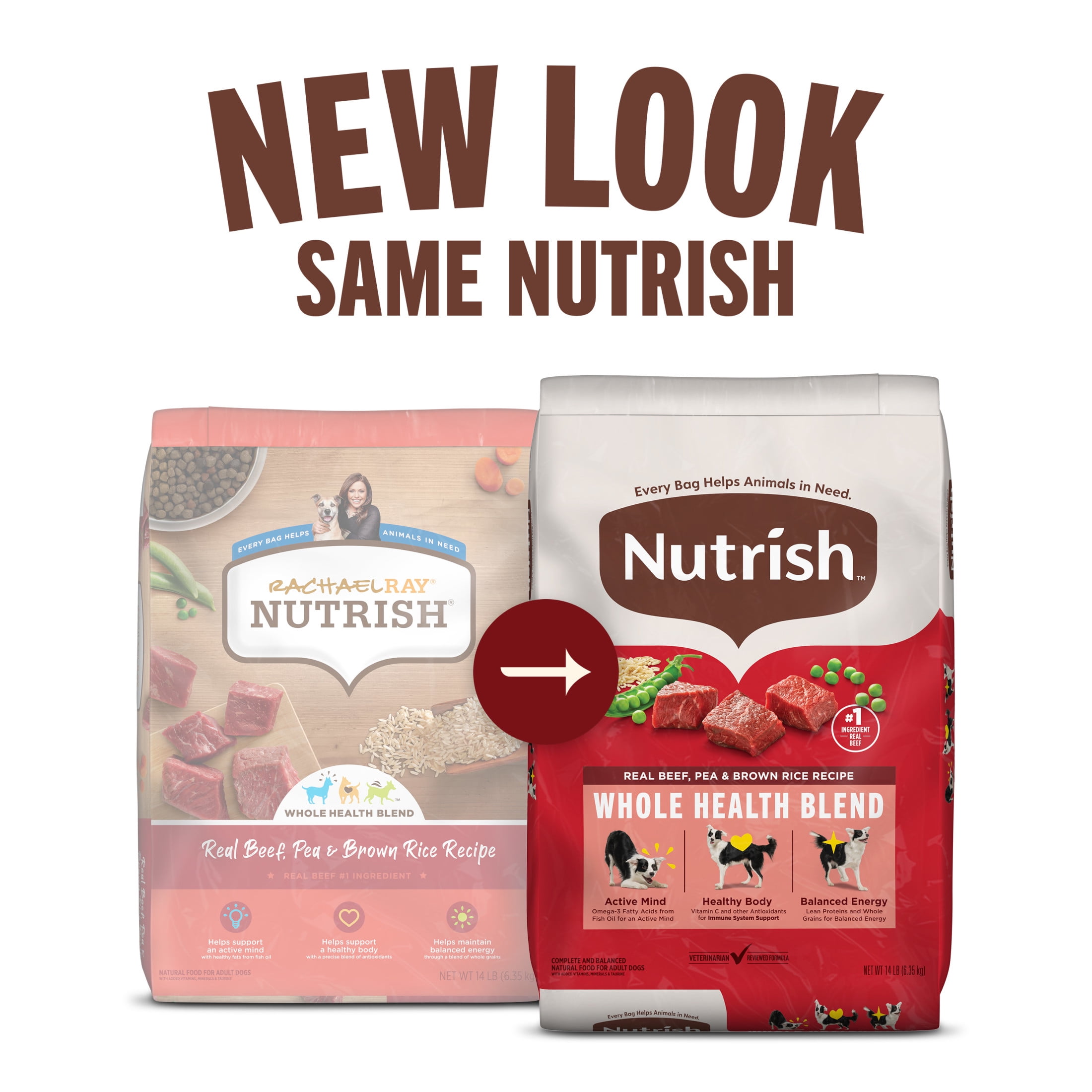 Nutrish Real Beef, Pea & Brown Rice Recipe Whole Health Blend Dry Dog Food, 14 lb. Bag (Rachael Ray)